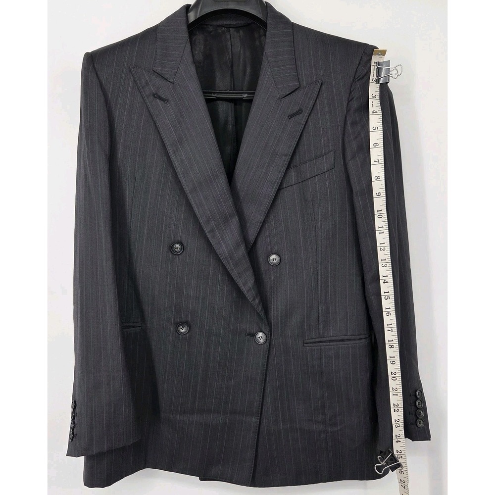 Ermenegildo Zegna Double Breasted Gray Striped Wool Blazer Jacket US 44R Vintage - Picture 4 of 8